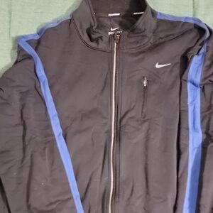 Nike Men's Black Jacket with Blue Accents